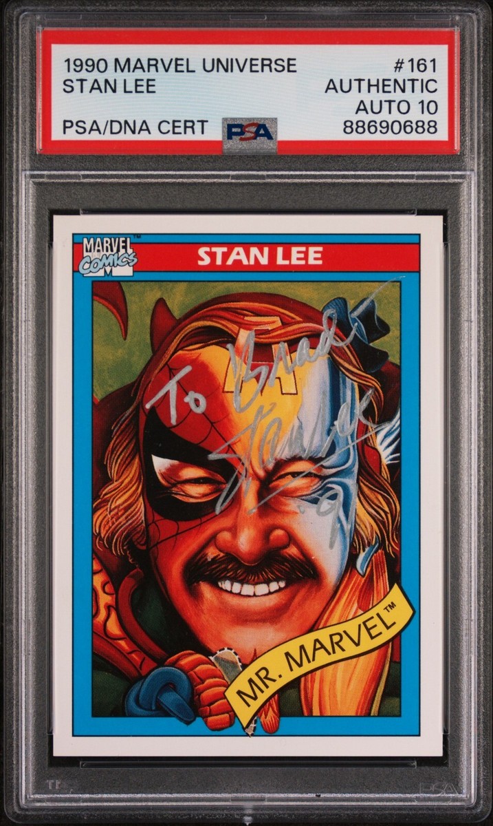 STAN LEE 1990 Mr Marvel Universe Impel #161 Card PSA 10 Autograph