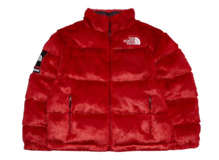 Supreme The North Face Faux Fur Nuptse Jacket Red | eBay
