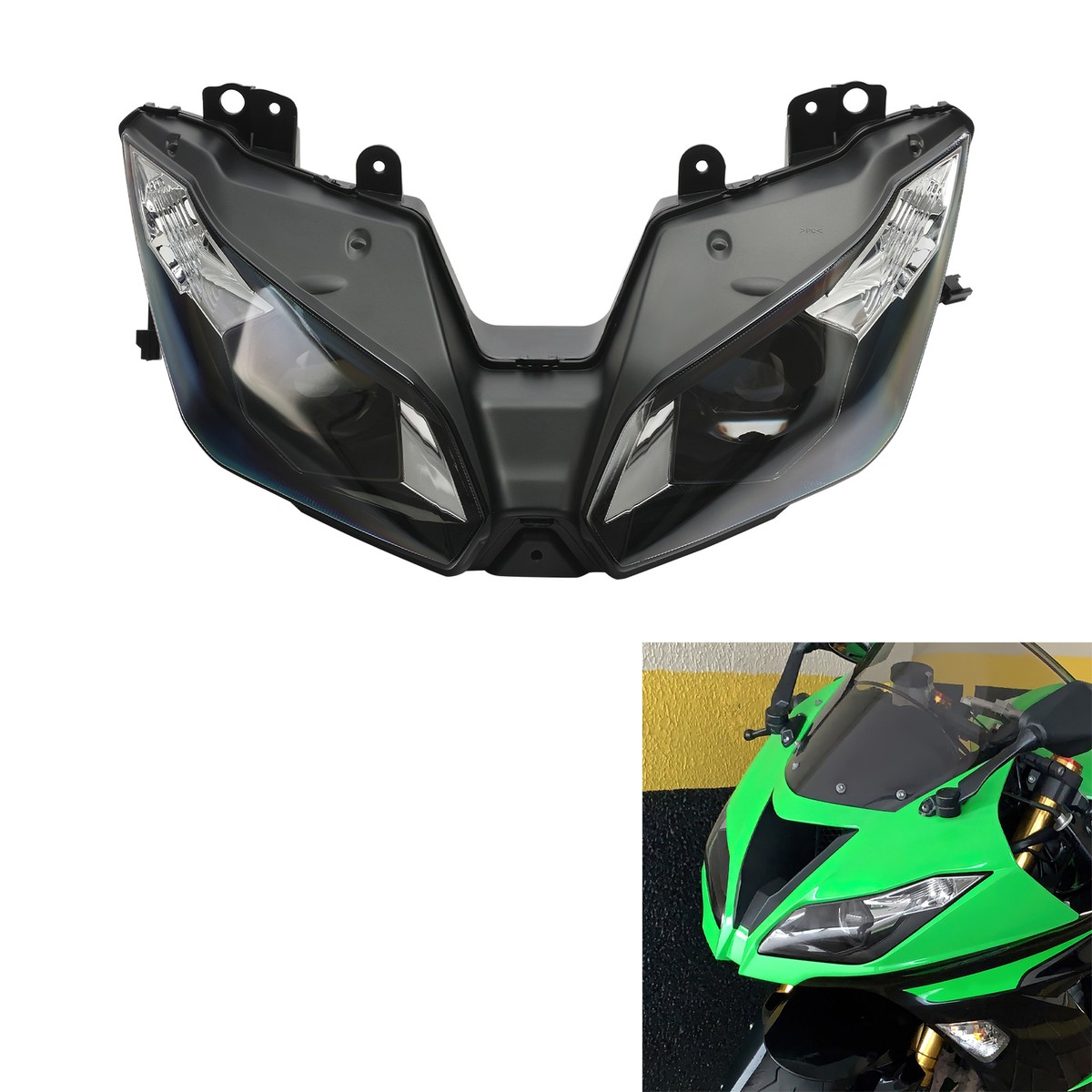 Front Headlight Head Lamp Assembly Fit For Kawasaki Ninja ZX6R ZX