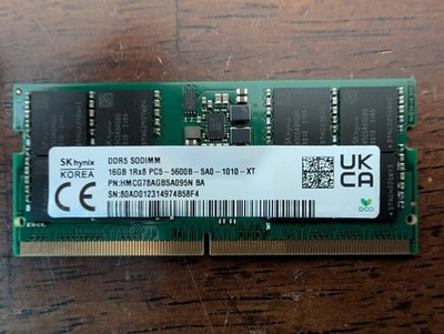 SK Hynix 16GB DDR5 SODIMM 1Rx8 PC5-5600B SA0 1010 XT Single 16GB