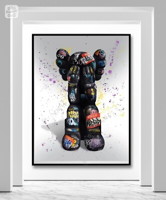 KAWS Graffiti Shy Sad Lonely See No Evil Canvas Poster Wall Art