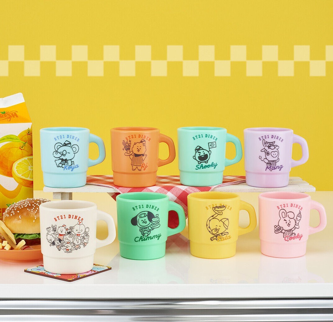 BTS BT21 Diner Kuji 2022 Summer Stacking Mug Complete Set of 8