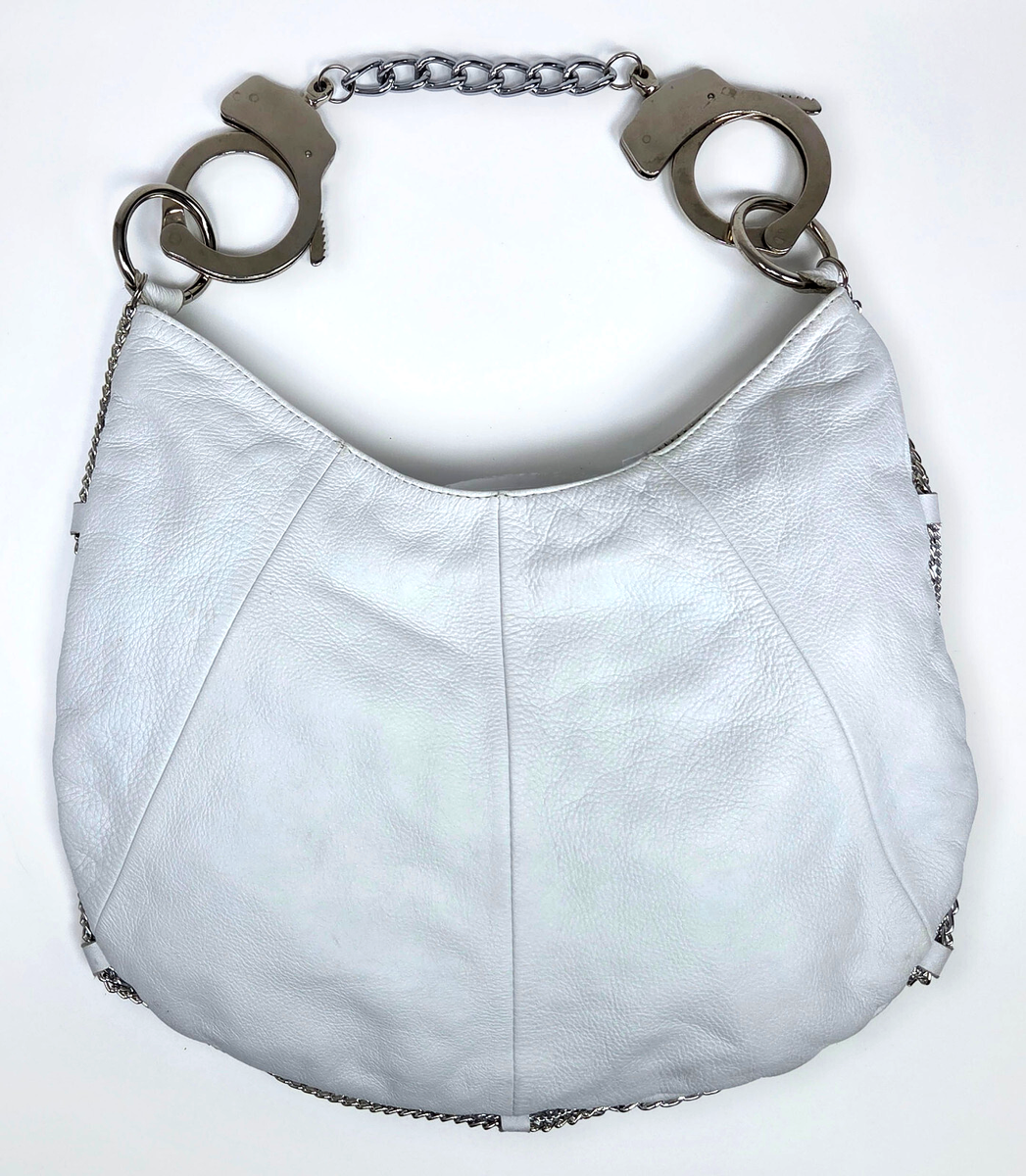 Cuffz by Linz White Leather Handcuff Purse Y2K 2000s Vintage Bag