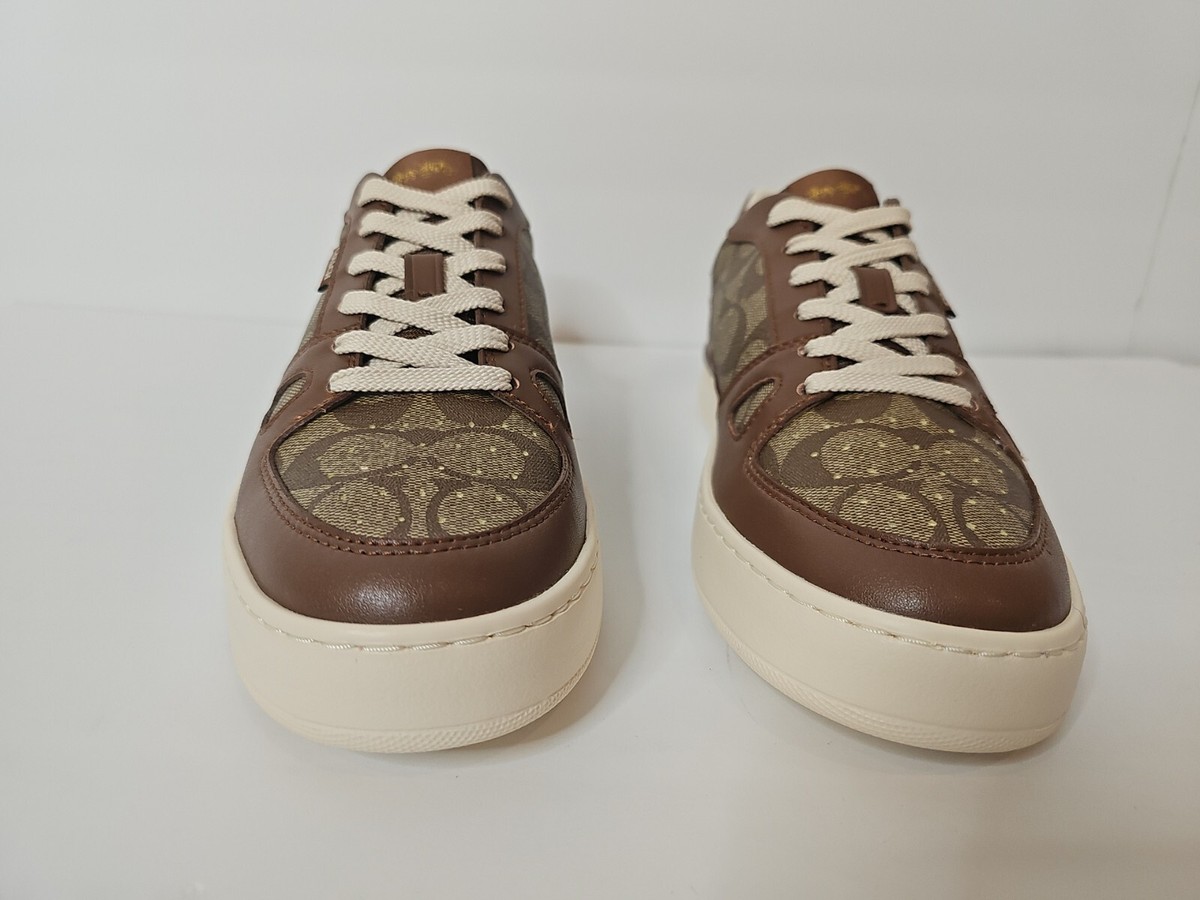 Coach Clip Court Sneaker Signature Brown Monogram Print Men's Size