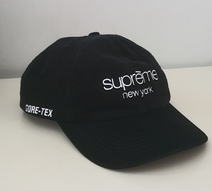 FW21 Supreme GORETEX corduroy Classic Logo 6-panel black water