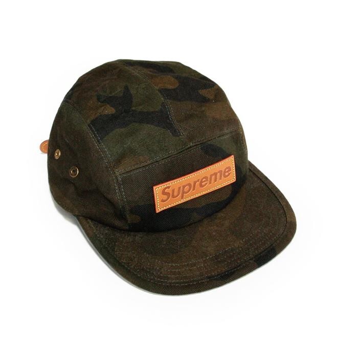 LOUIS VUITTON x Supreme LV Used Cap Camouflage Khaki Green Cotton