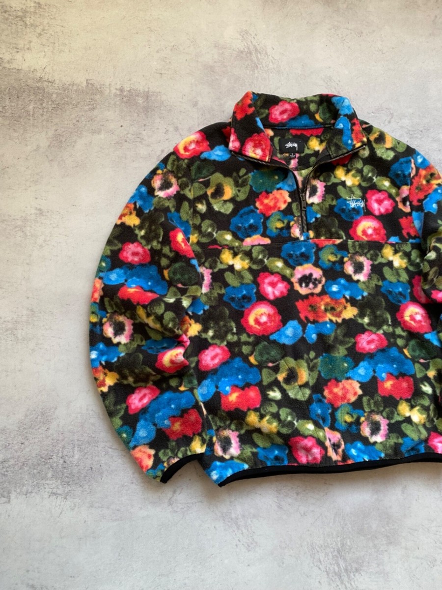 Stussy Floral Multicolor 1/4 Zip Pullover Size S | eBay
