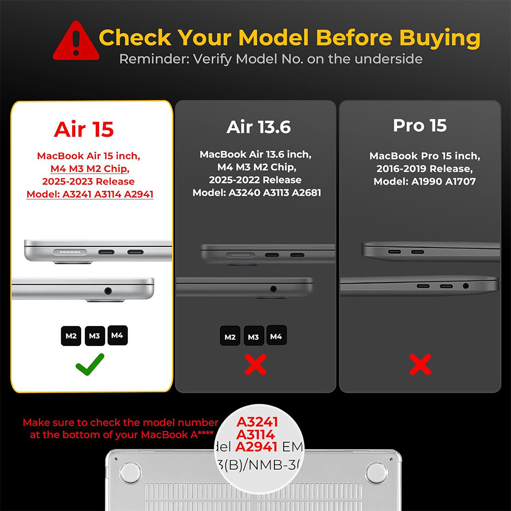 Hard Shell Case for MacBook Air 15 Inch +Keyboard +Screen Cover