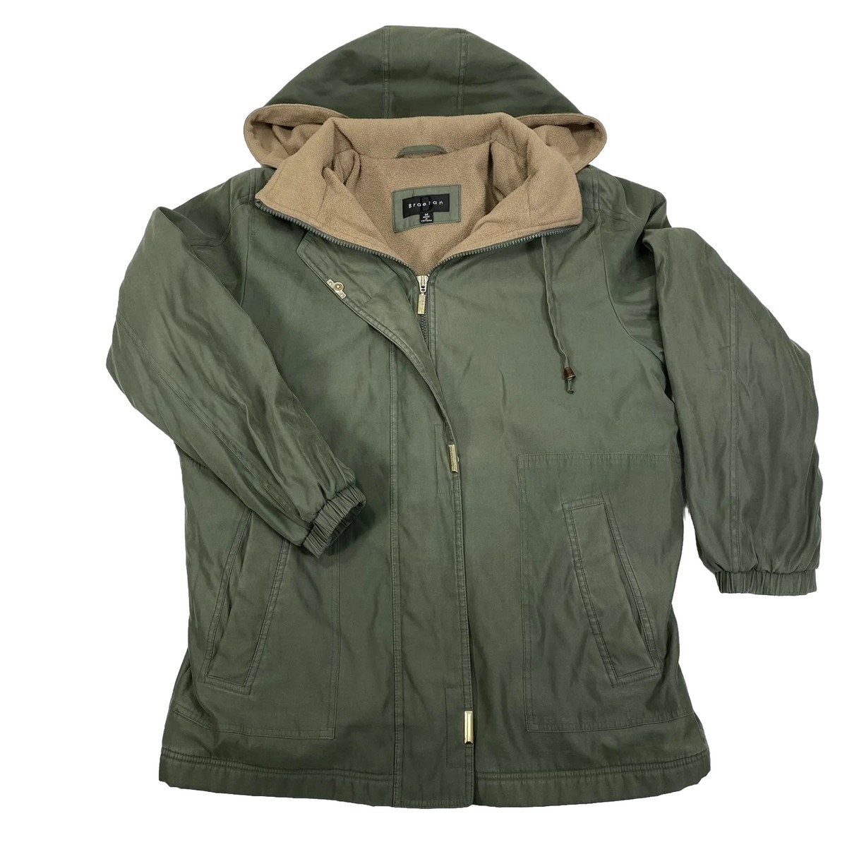 Braetan Women's Medium Fleece Lined Jacket Olive Green Full Zipper