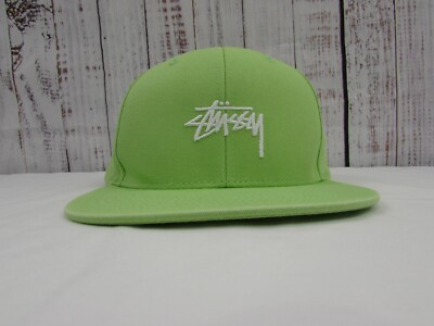 Stussy Embroidered Logo Men's Green Snapback Flat Bill Hat VGC | eBay