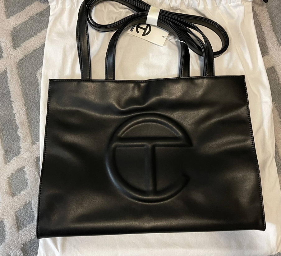 Telfar Medium Black Shopping Bag vegan leather laptop | eBay