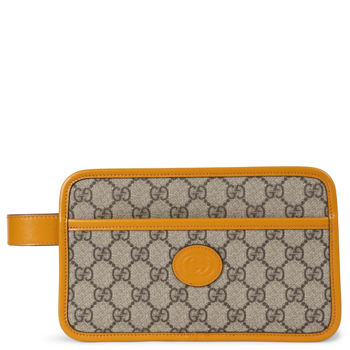 70793 auth GUCCI mustard yellow GG SUPREME canvas TRAVEL POUCH Bag