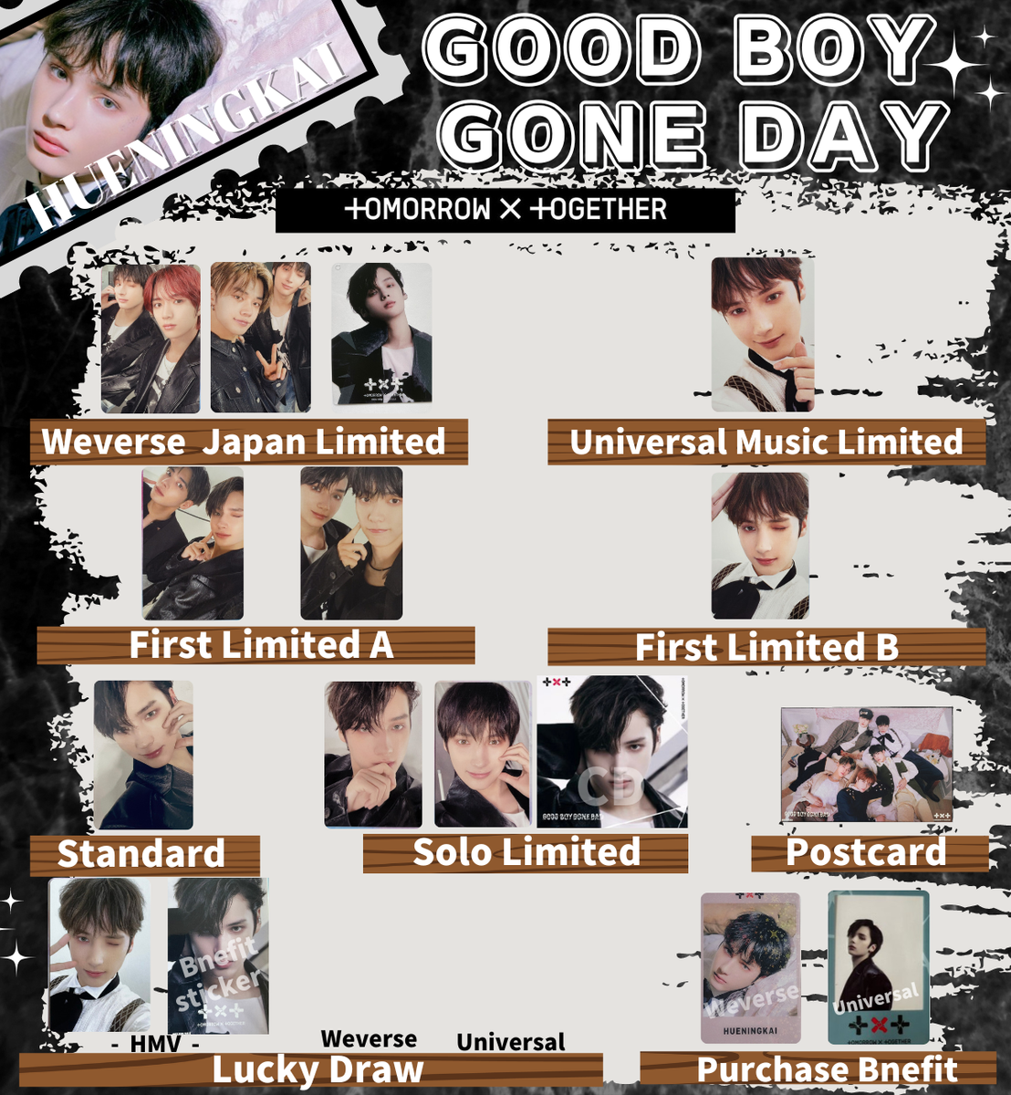 TXT HUENINGKAI GOOD BOY GONE BAD Photo card TOMORROW X TOGETHER
