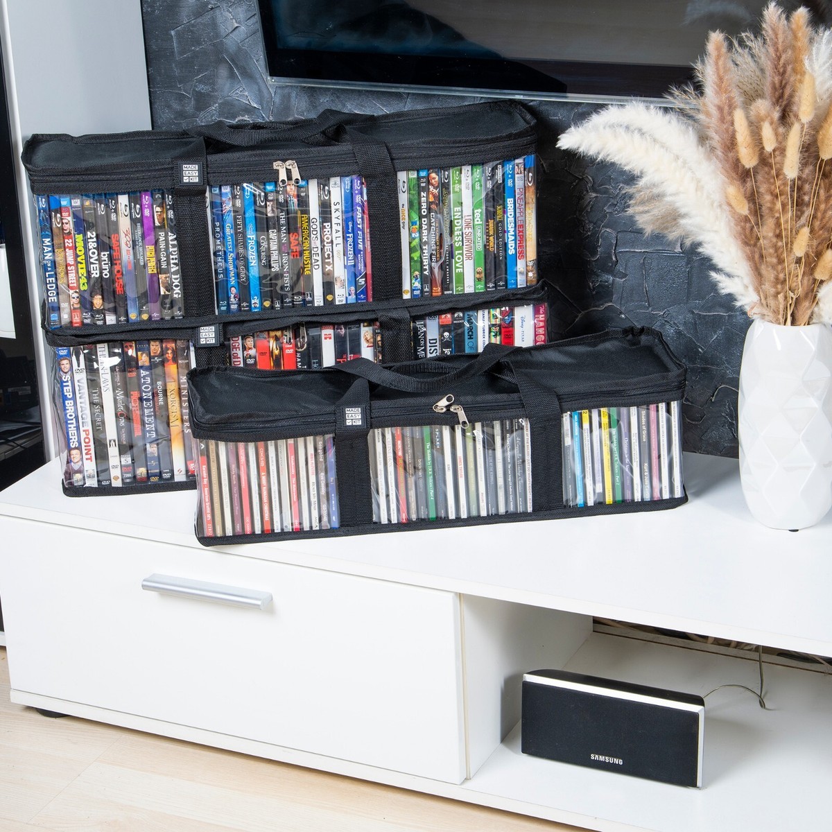 Made Easy Kit Media Storage Cases with Dividers, Stackable (DVD