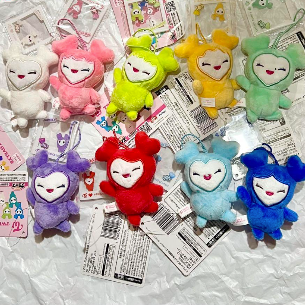 TWICE LOVELYS Mascot with Charm Plush Doll 9 Types Complete Set