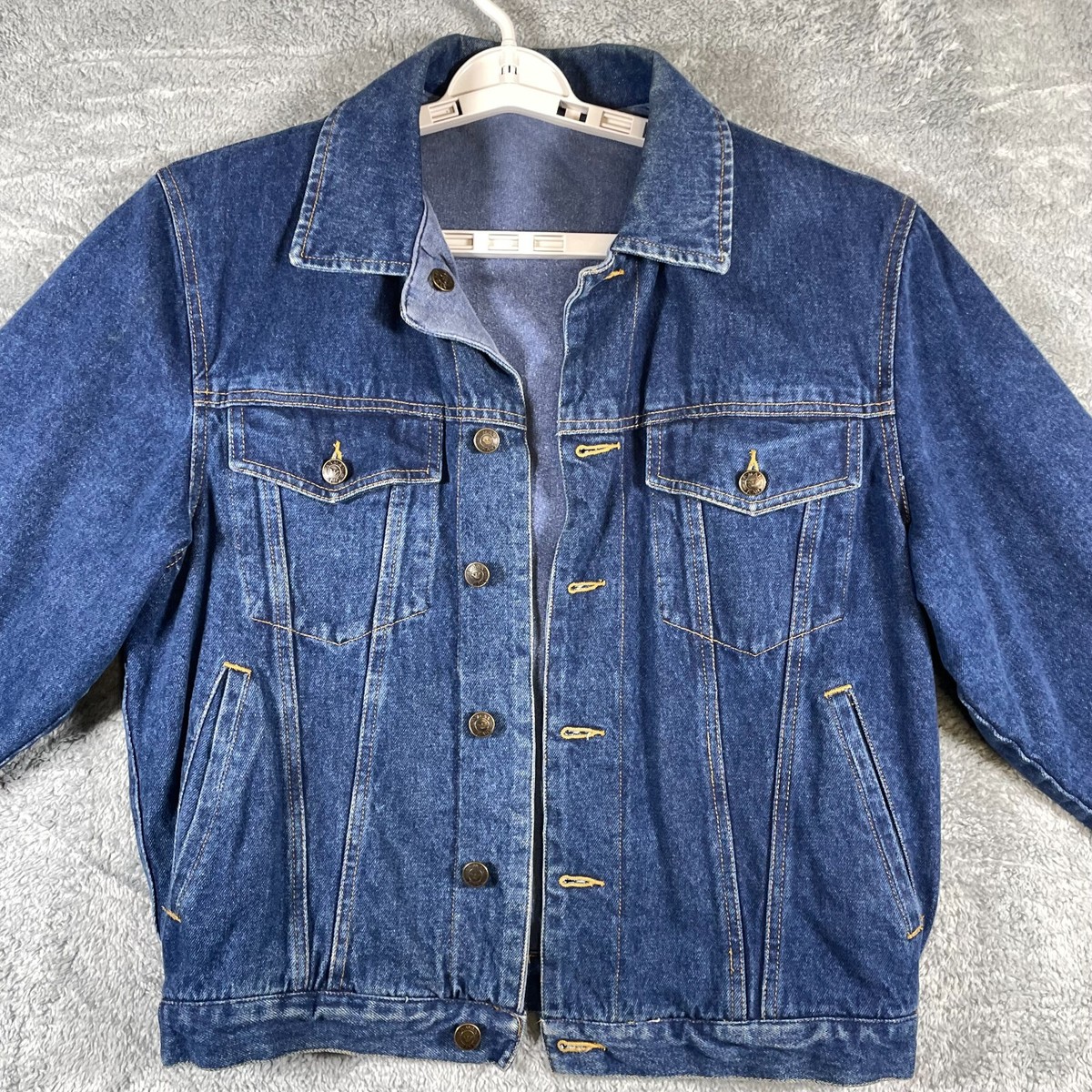 VTG Giorgio Armani Fleece Lined Jean Jacket Mens Small Blue Denim