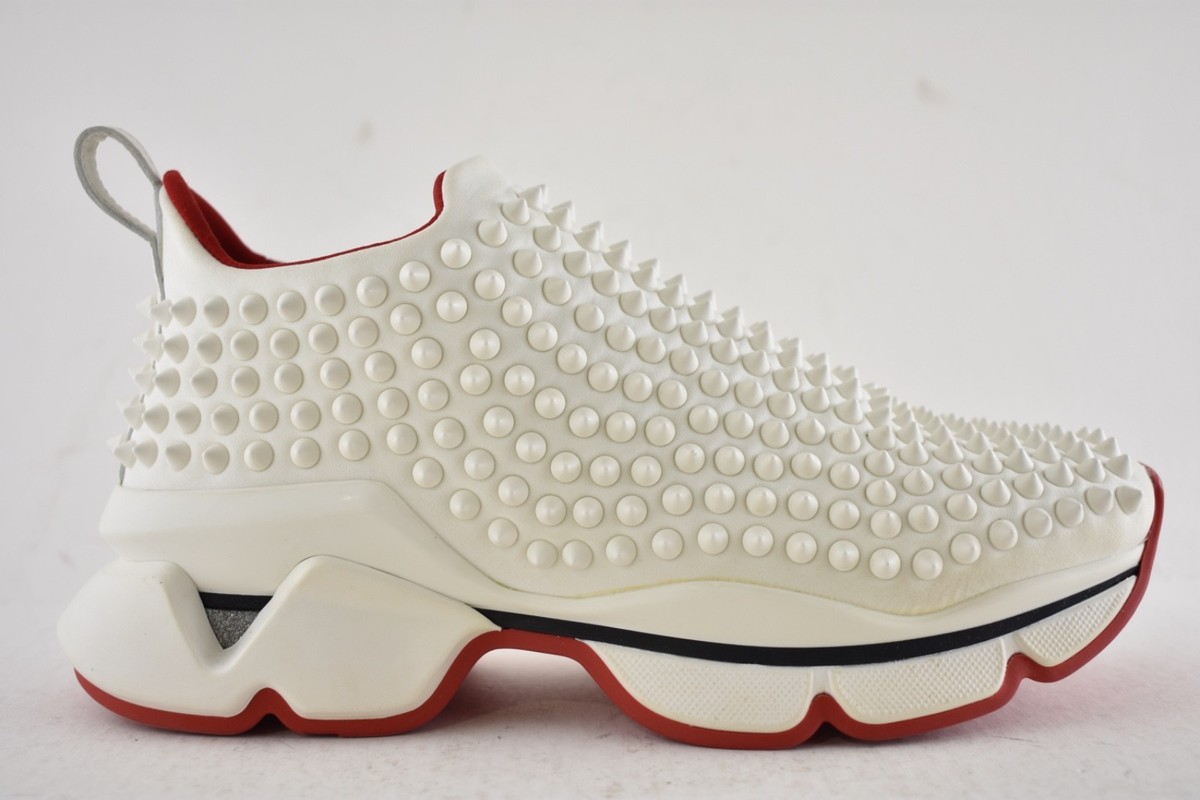 Christian Louboutin Spike Sock Donna Flat Snow White Red Neoprene