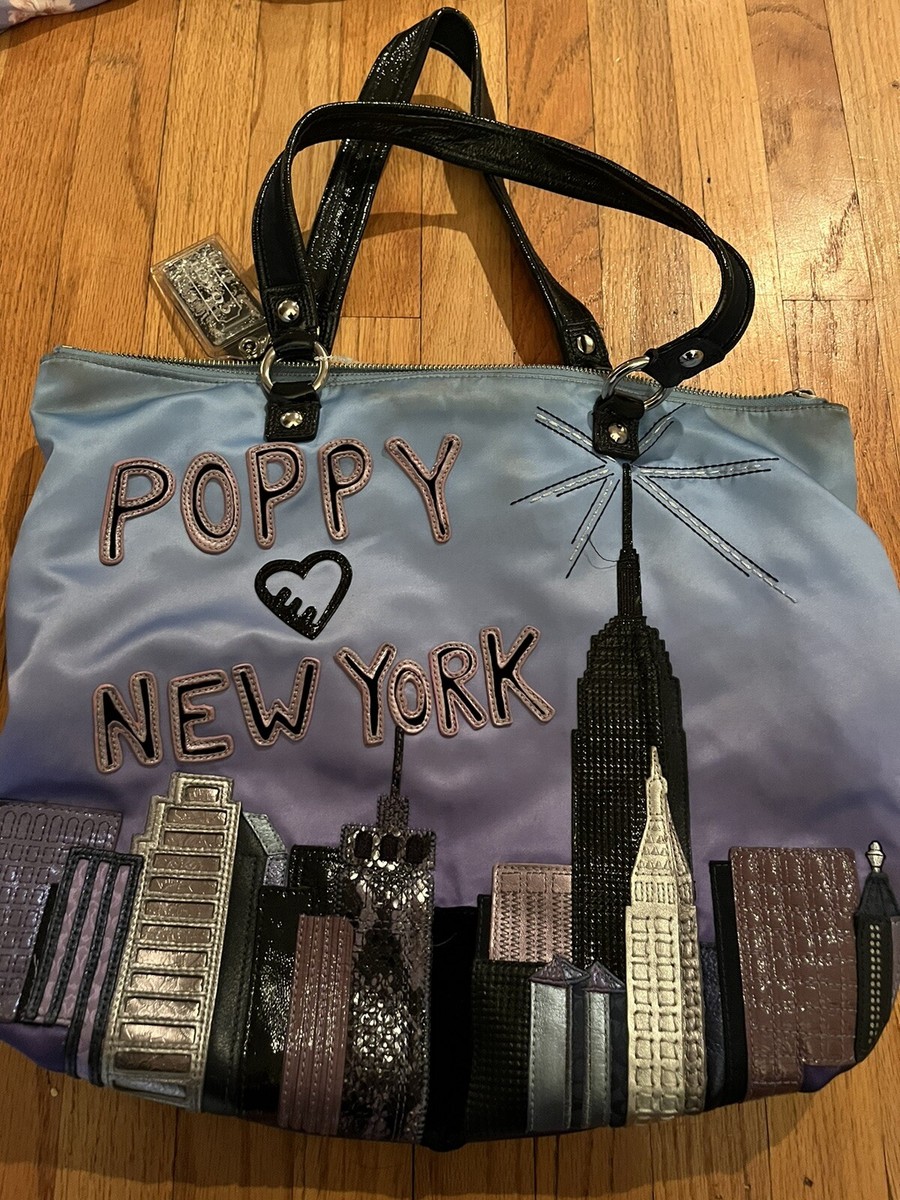 Coach Poppy NYC Destination Ombre Blue Satin Leather Skyline Glam