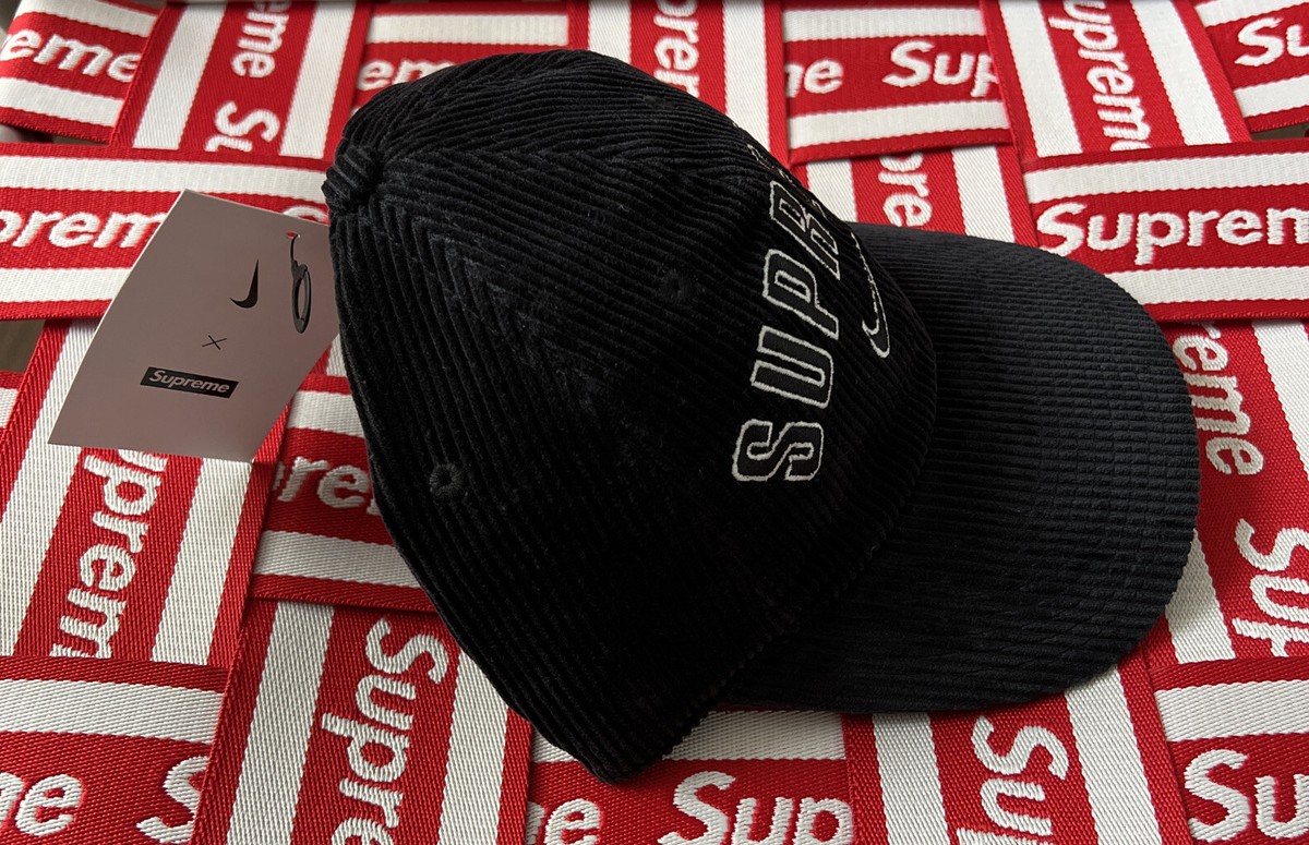 Supreme Nike Arc Corduroy 6 Panel Black Cap!!SS22!!BNWT!!100