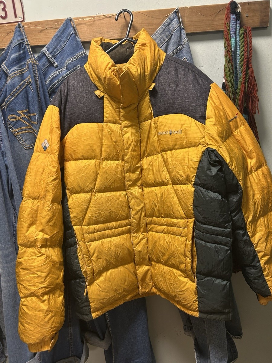 Vintage Mont-Bell Down Puffer Jacket Men's L Yellow Windproof