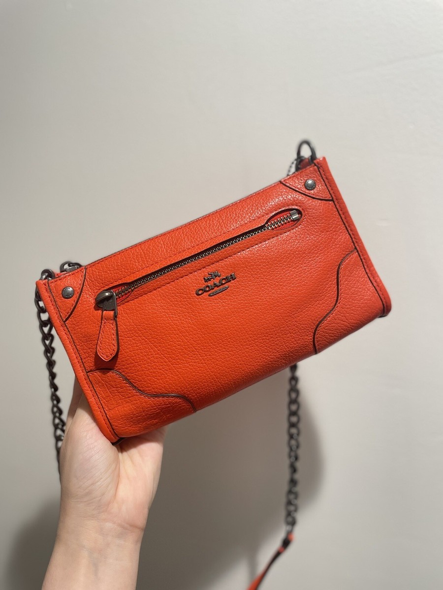 Coach F52646 Orange Grain Leather Mickie Crossbody Bag | eBay
