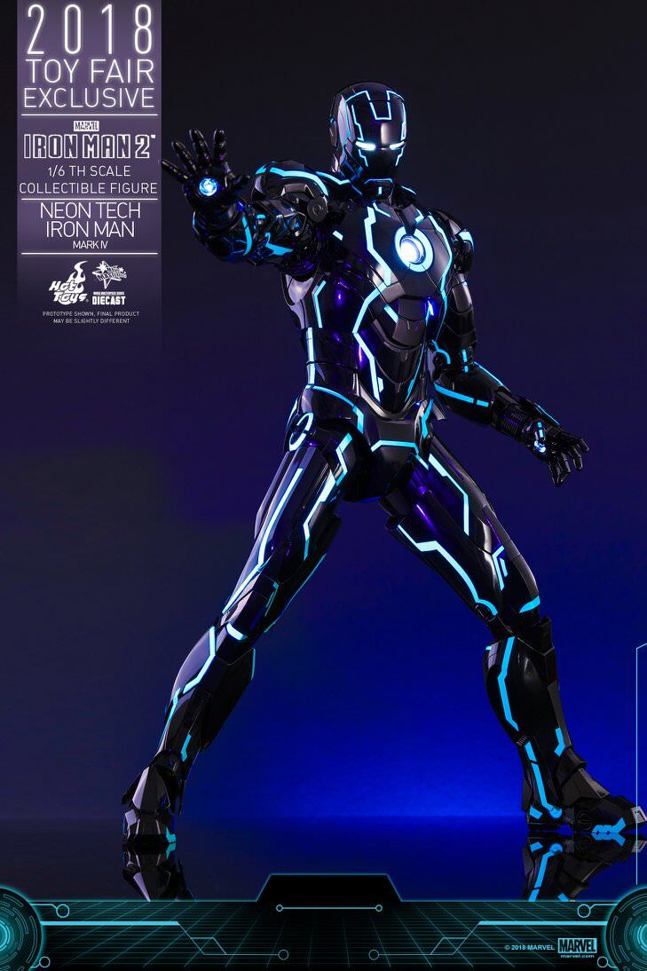 HOT TOYS 1/6 MMS485 NEON TECH Blue IRON MAN MARK IV MK4 Diecast
