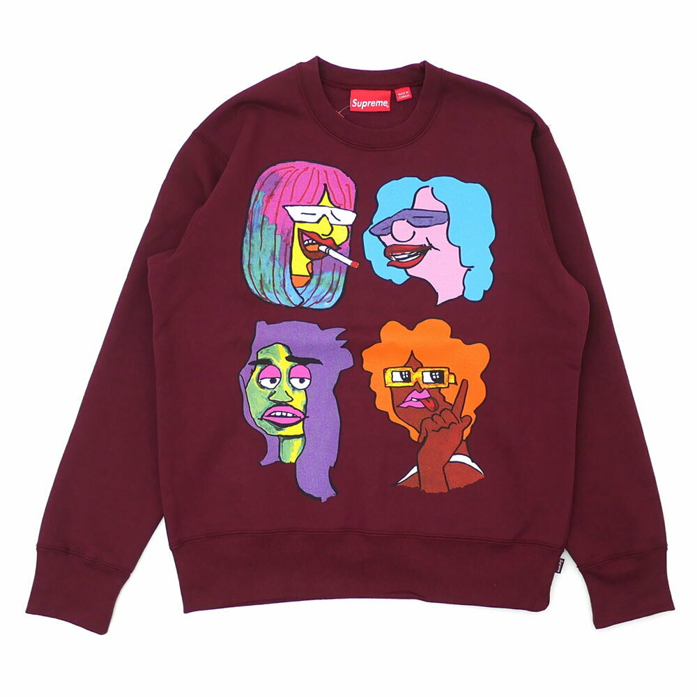 Supreme Gonz Heads Crewneck Sweater Burgundy Size L Mens FW17 New