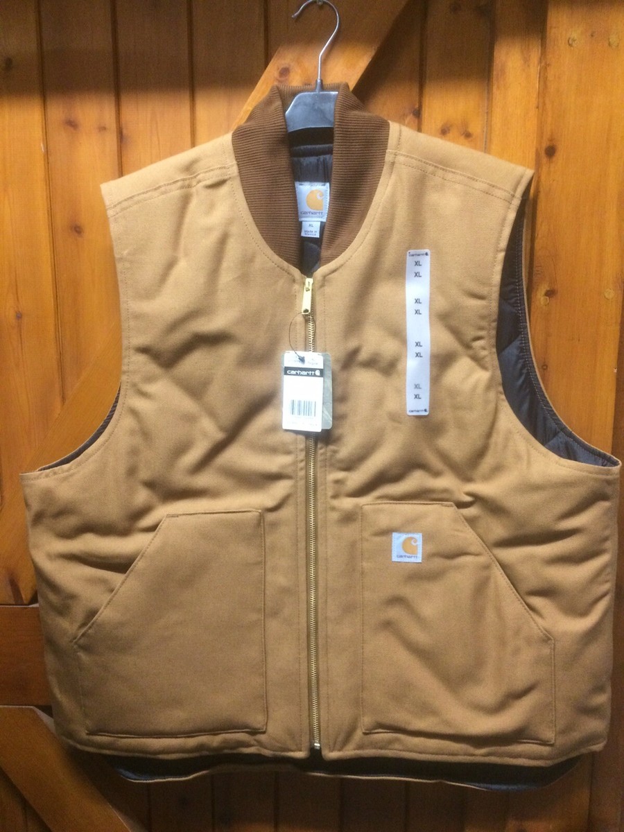 Carhartt Street Wear Duck Arctic Quilt Lined Vest/Waistcoat Khaki