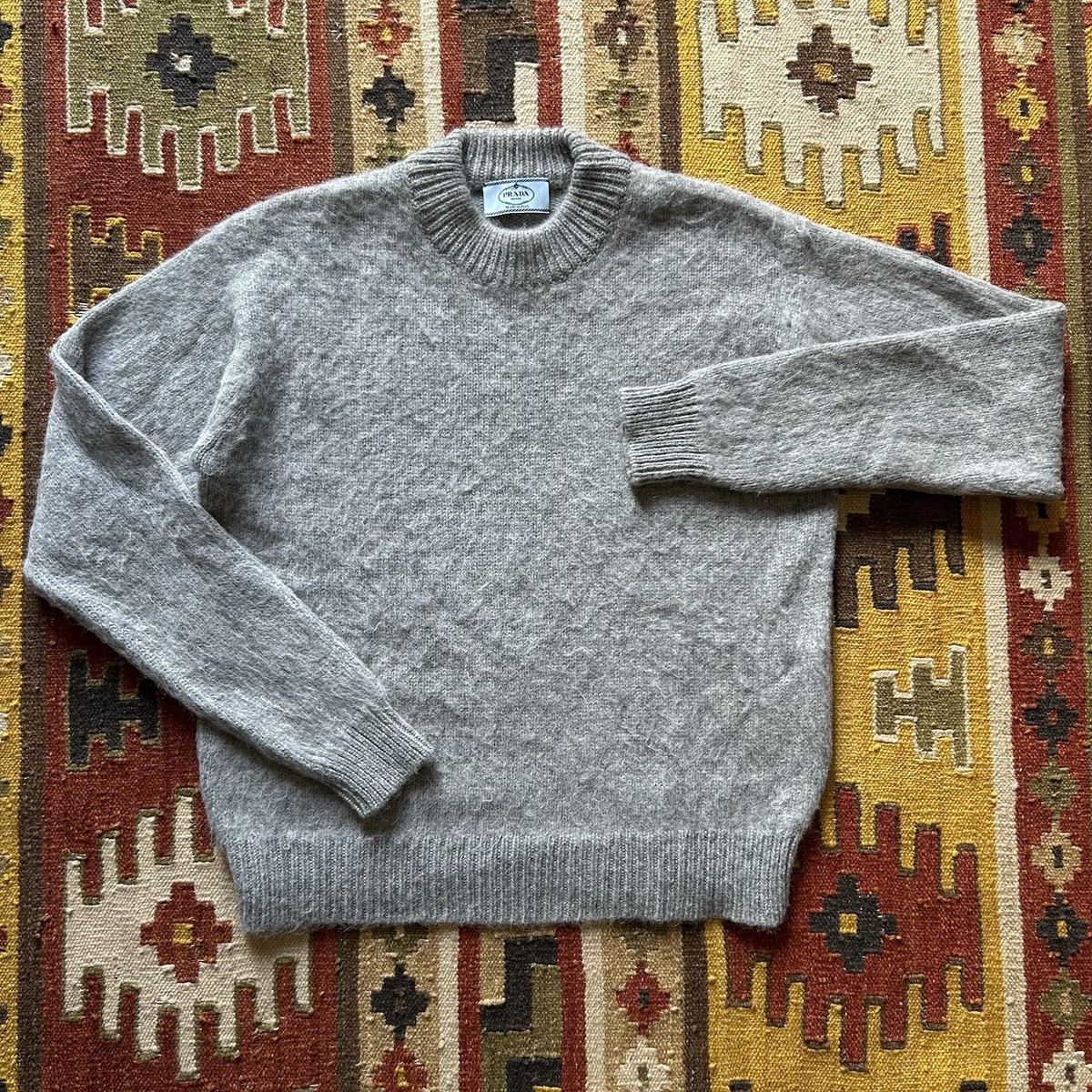 Prada Alpaca Knit Sweater Sz 46 - Gray | eBay