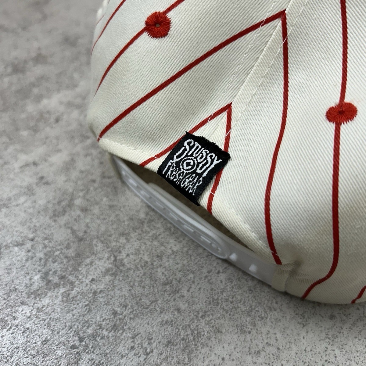 VTG 90s STUSSY CROWN S LOGO PINSTRIPE SNAPBACK HAT SIZE FREE | eBay