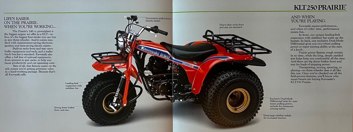 1983 Kawasaki KLT250 Prairie 4-page brochure-literature KLT 250