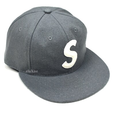 NWT Supreme Ebbets Field Flannels Gray Wool S Logo Fitted Hat