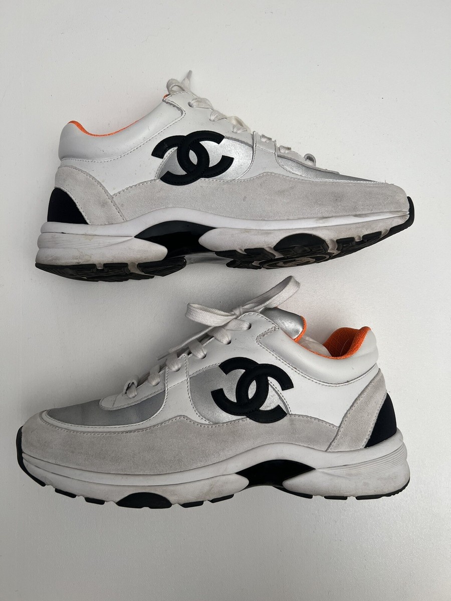 Chanel White/Orange Lace Up Sneakers Size 38 | eBay