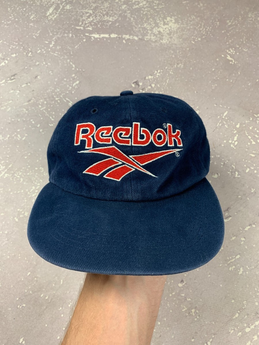 90s vintage Reebok Cotton Big Logo Cap Hat One Size Blue | eBay