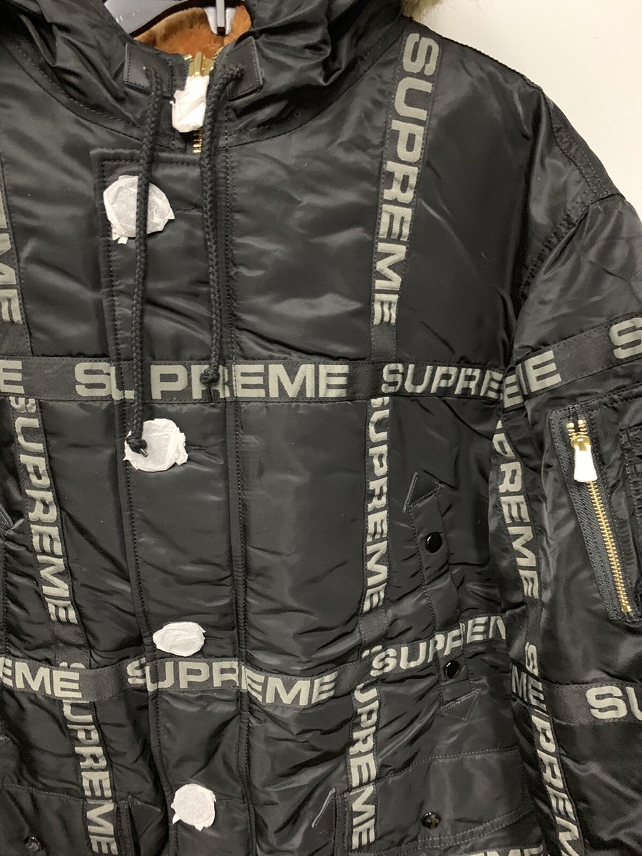 Supreme Men's M Logo Tape N-3B Parka Black 051305 | eBay