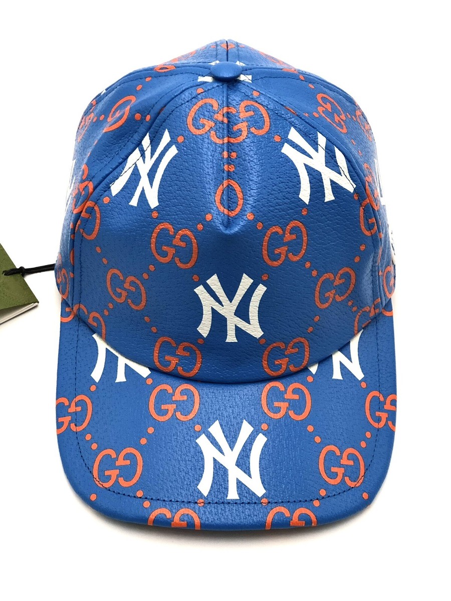 New Gucci x MLB NY Leather Baseball Hat Sz M | eBay