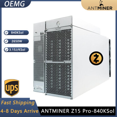 New Bitmain Antminer Z15 Pro 840ksol/s 2650W ZEC Miner ZEC ASIC