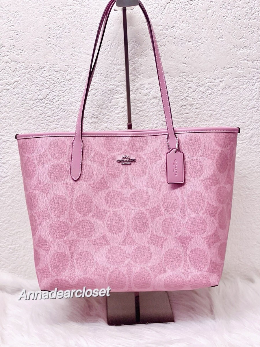 NWT Coach City Tote Bag In Signature Canvas CAL49 In Dusty Pink | eBay
