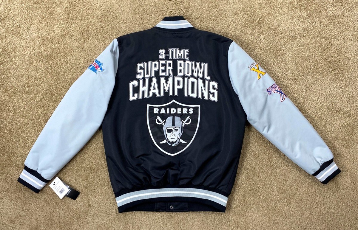 OAKLAND/VEGAS RAIDERS 3 TIME SUPER BOWL CHAMPIONS Polyester Jacket