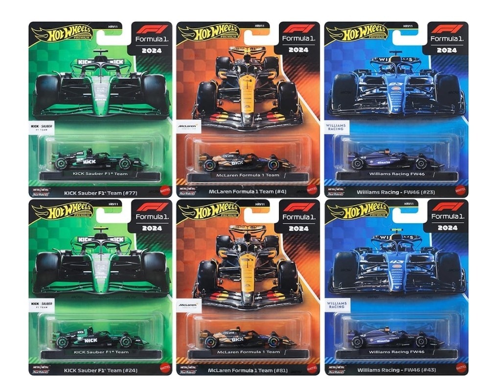 Hot Wheels 2025 Premium Formula 1 2024 Season F1 Mix 2 Set of 6