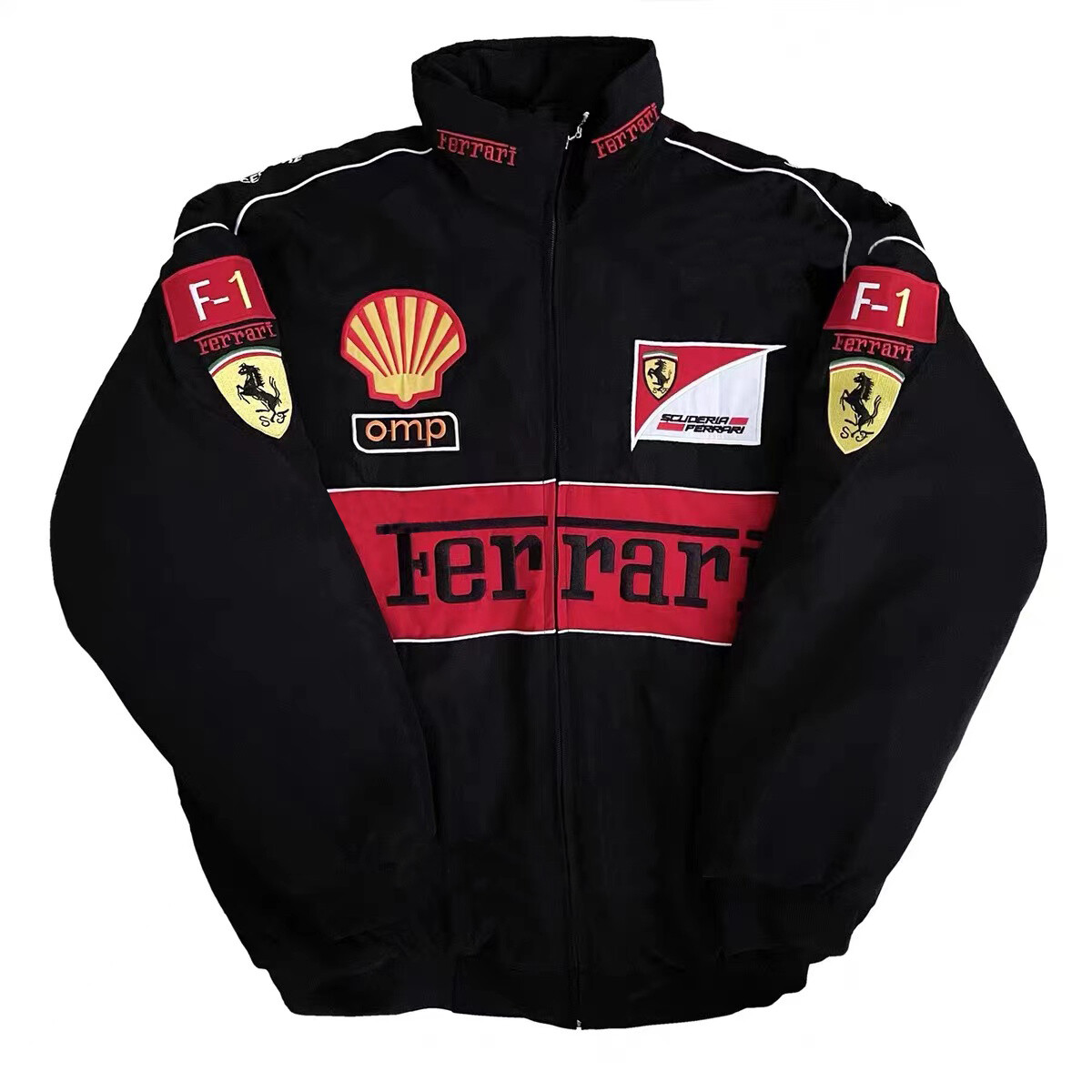 FERRARI Black Embroidery EXCLUSIVE JACKET suit F1 team racing M L