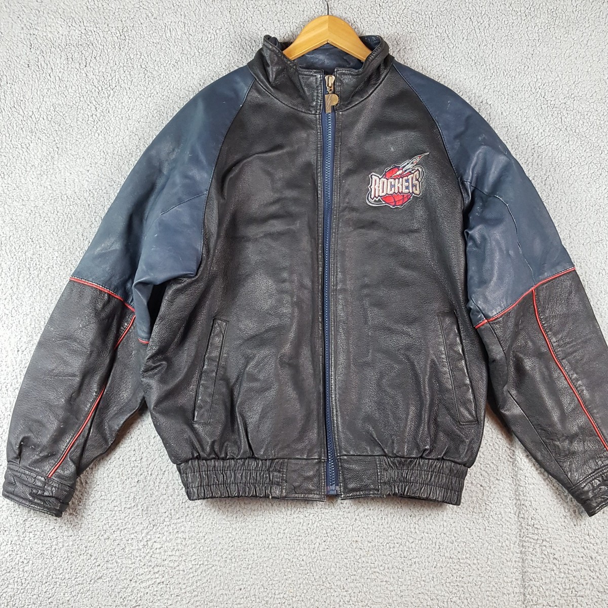 Vintage 90s Houston Rockets Leather NBA Jacket Men's Large