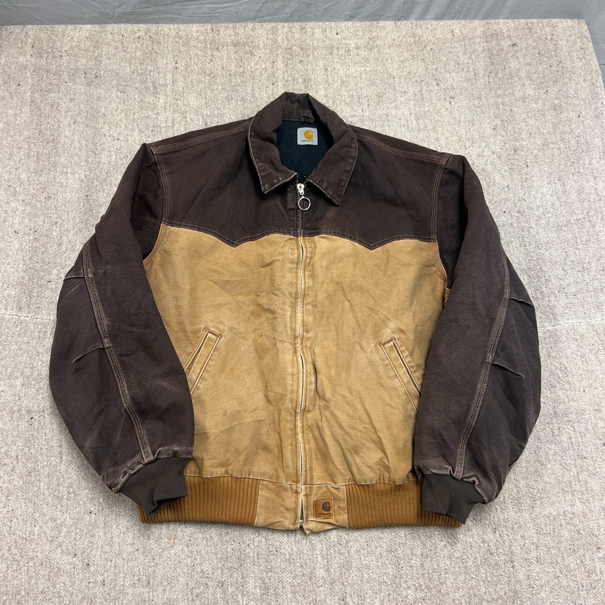 Vintage Carhartt Santa Fe Jacket Mens XXL Beige 1990s Two Tone | eBay