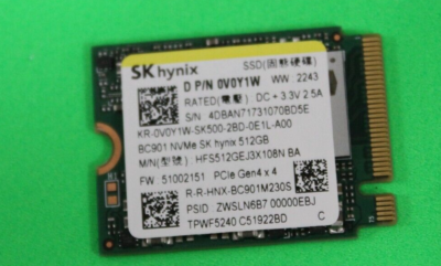 SK Hynix BC901 512GB M.2 2230 Gen4x4 PCIe NVMe SSD 30mm For STEAM