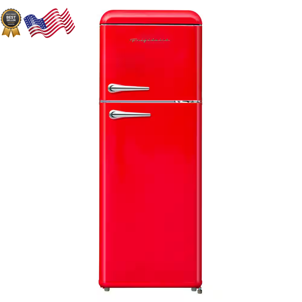 7.5 Cu. Ft. Retro Mini Fridge in Red with Rounded Corners and Top