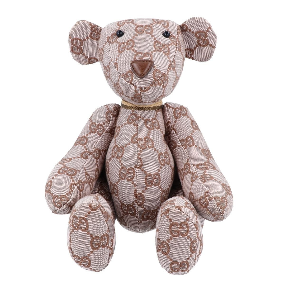 GUCCI GG Pattern Monogram Teddy Bear Beige Canvas Plush Doll No