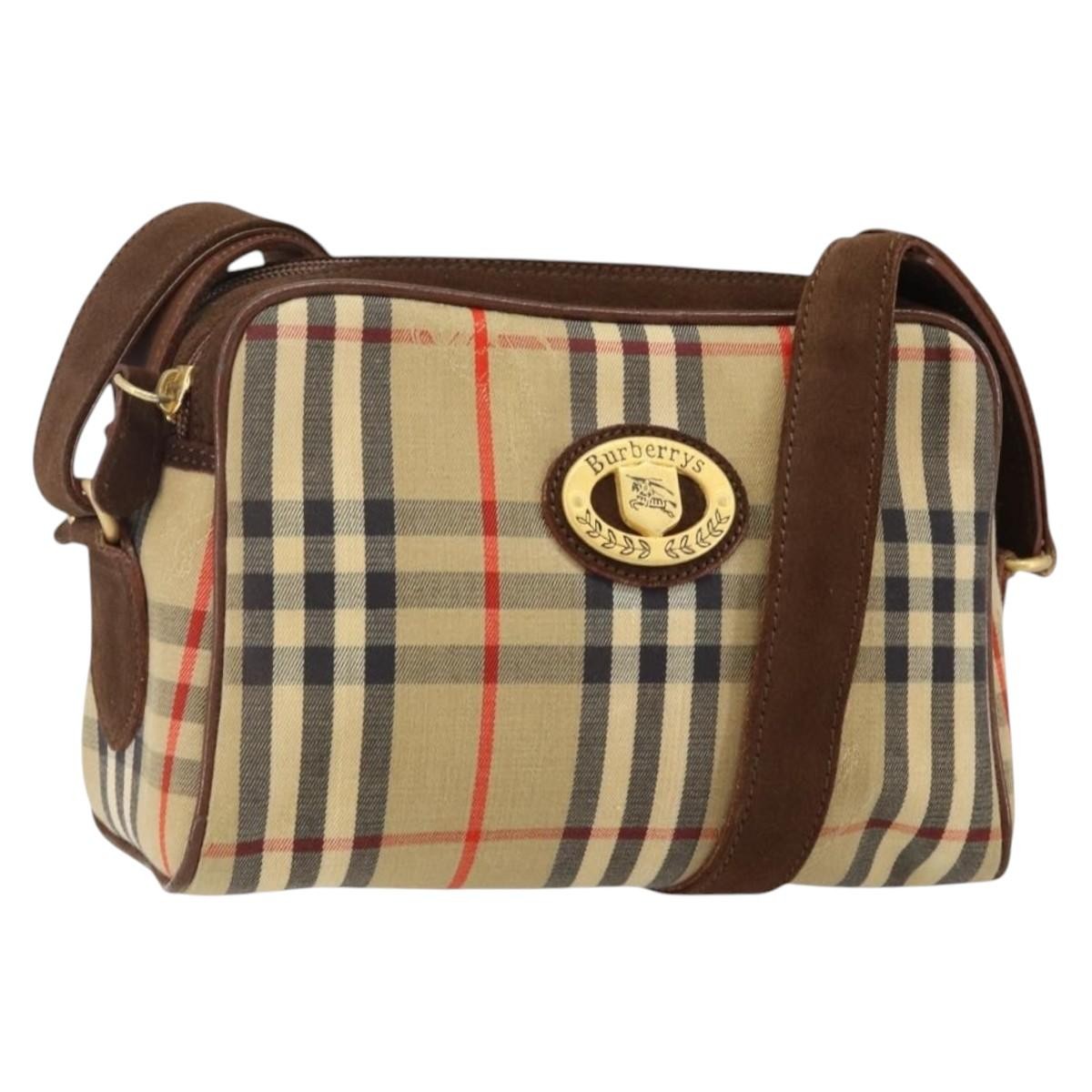 Burberrys Nova Check Shoulder Bag Canvas Beige Gold Auth BA5948 | eBay