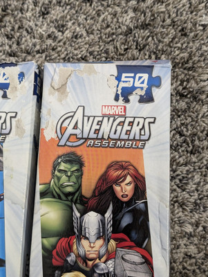 2 Marvel Avengers Assemble Tower Puzzles 50 Pieces Hulk Captain