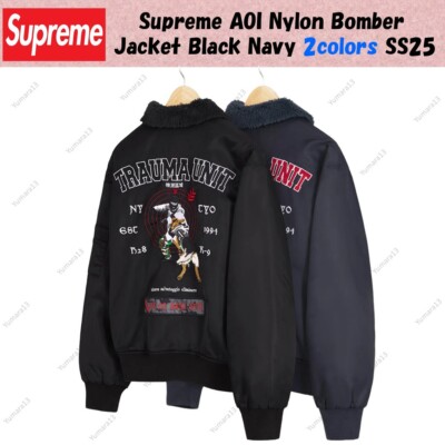 Supreme AOI Nylon Bomber Jacket Black Navy 2colors SS25 | eBay