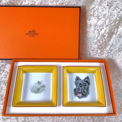Hermes Mini Change Tray Porcelain Ashtray Scottish Terrier & Pig